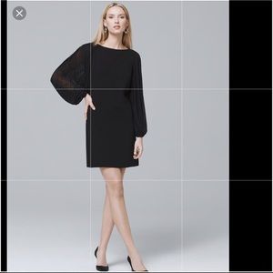 WHBM Chiffon sleeve black shift dress✨